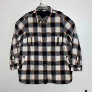DULUTH TRADING Women’s Fully Lined Cotton Flannel Snap Button Shirt Jacket 2X